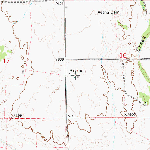 Topographic Map of Aetna, KS