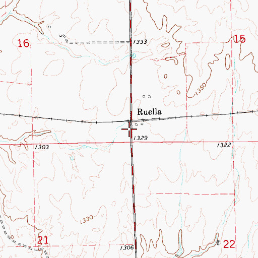 Topographic Map of Ruella, KS