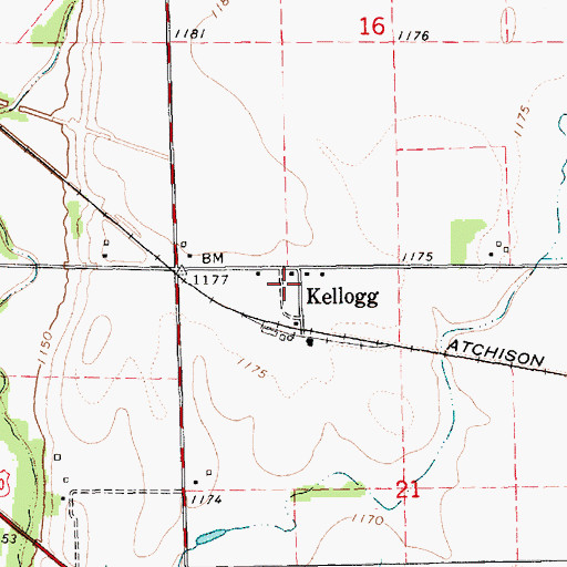 Topographic Map of Kellogg, KS