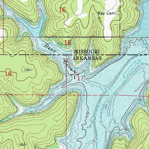Topographic Map of Deer Cove, AR