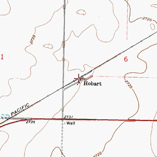 Topographic Map of Hobart, KS