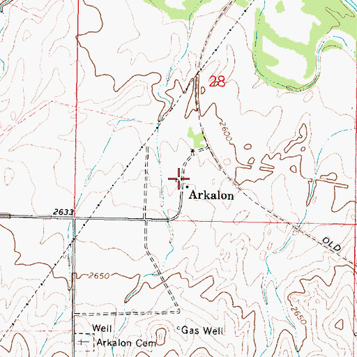 Topographic Map of Arkalon, KS