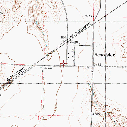 Topographic Map of Beardsley, KS
