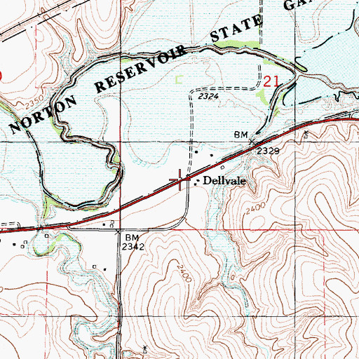 Topographic Map of Dellvale, KS