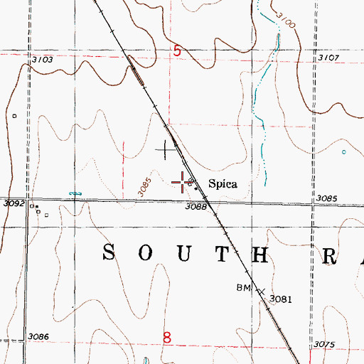 Topographic Map of Spica, KS