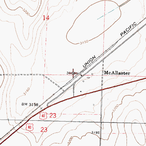 Topographic Map of McAllaster, KS