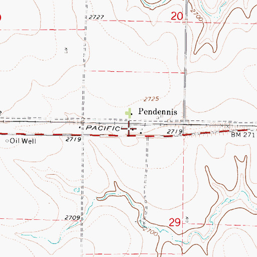 Topographic Map of Pendennis, KS