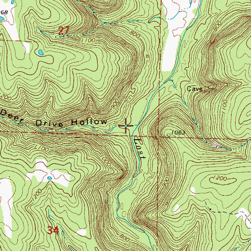 Topographic Map of Deer Drive Hollow, AR