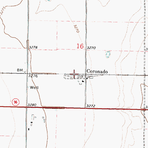 Topographic Map of Coronado, KS