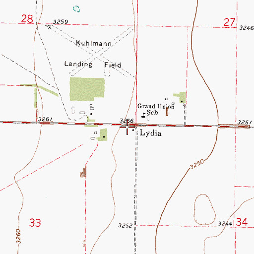 Topographic Map of Lydia, KS