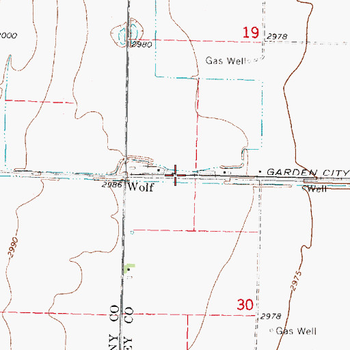 Topographic Map of Wolf, KS