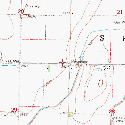 Topographic Map of Peterson, KS