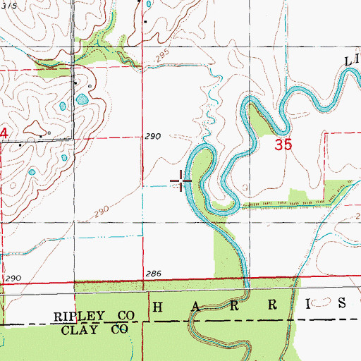 Topographic Map of Deer Lick Creek, MO