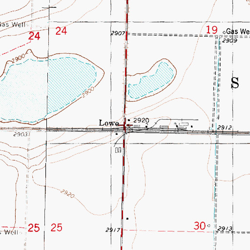 Topographic Map of Lowe, KS