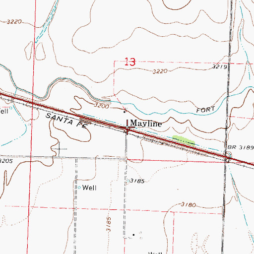 Topographic Map of Mayline, KS