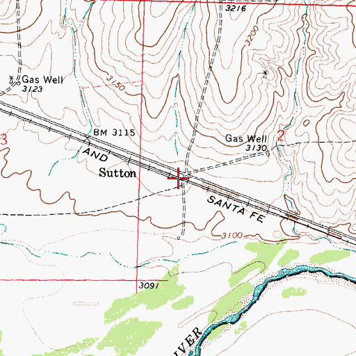 Topographic Map of Sutton, KS