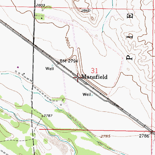 Topographic Map of Mansfield, KS