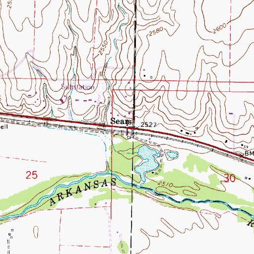 Topographic Map of Sears, KS