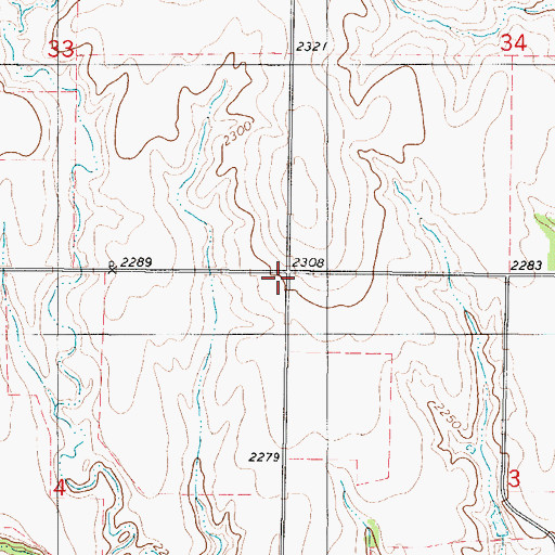 Topographic Map of Roscoe, KS