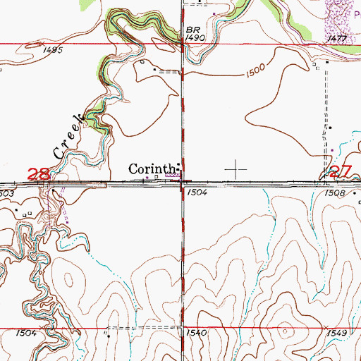 Topographic Map of Corinth, KS