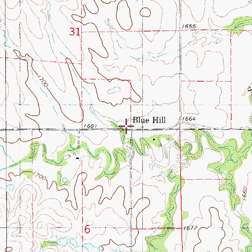 Topographic Map of Blue Hill, KS