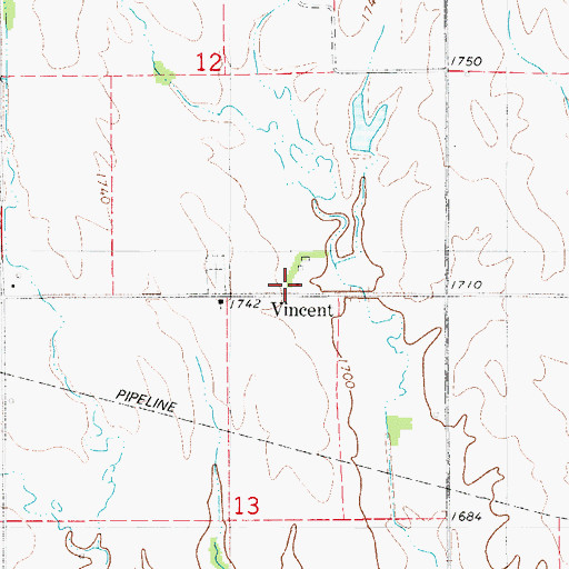 Topographic Map of Vincent, KS