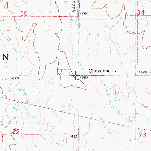 Topographic Map of Cheyenne, KS