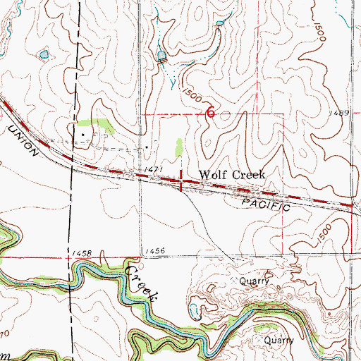 Topographic Map of Wolf Creek, KS