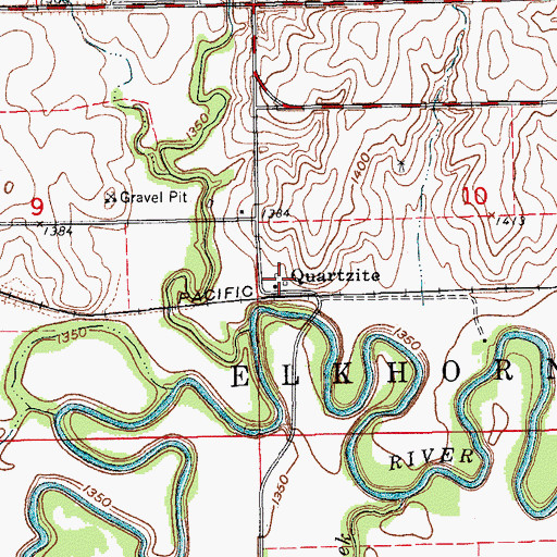 Topographic Map of Quartzite, KS