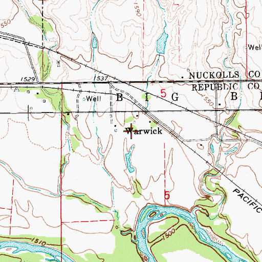 Topographic Map of Warwick, KS