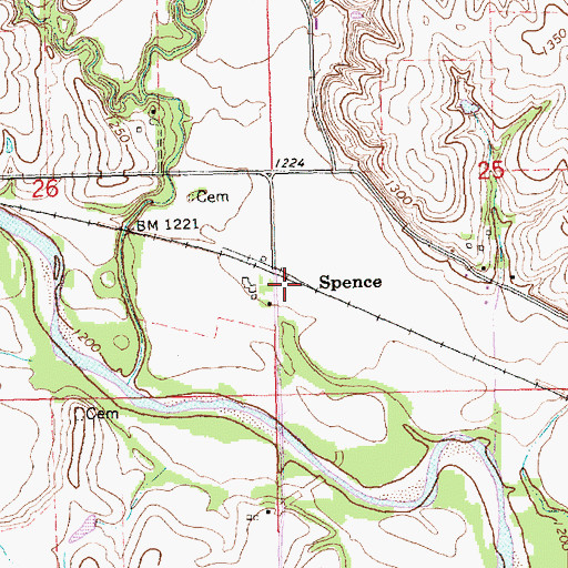 Topographic Map of Spence, KS