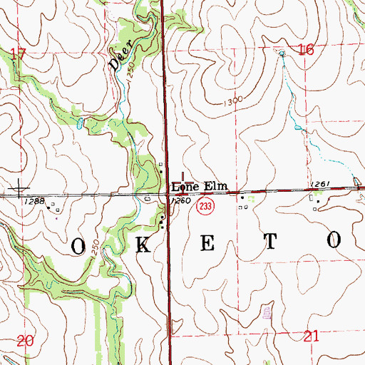 Topographic Map of Lone Elm, KS