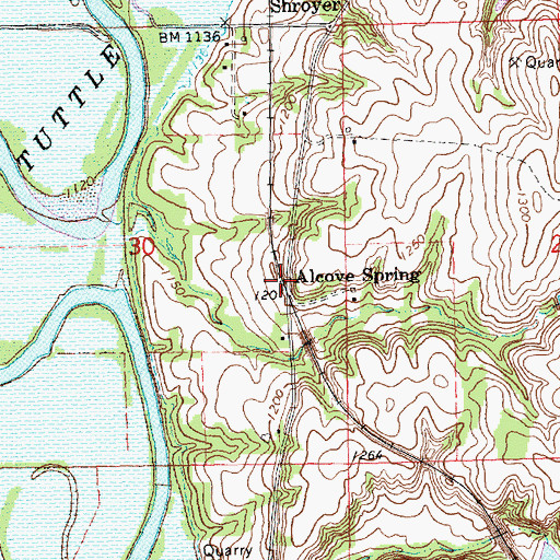 Topographic Map of Alcove Spring, KS