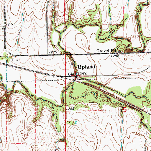 Topographic Map of Upland, KS