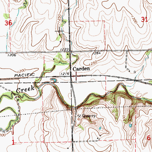 Topographic Map of Carden, KS
