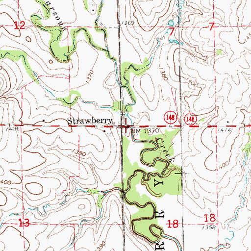 Topographic Map of Strawberry, KS