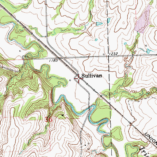 Topographic Map of Sullivan, KS