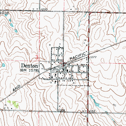 Topographic Map of Denton, KS