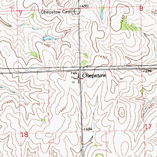 Topographic Map of Chepstow, KS