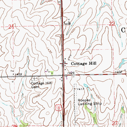 Topographic Map of Cottage Hill, KS