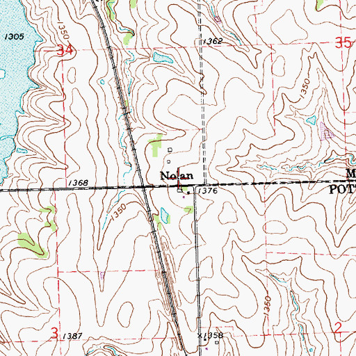 Topographic Map of Nolan, KS
