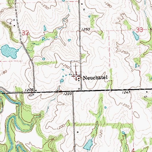 Topographic Map of Neuchatel, KS