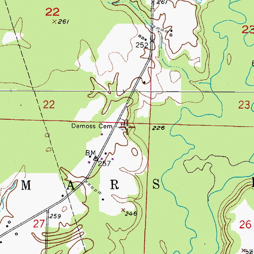 Topographic Map of Demoss Cemetery, AR