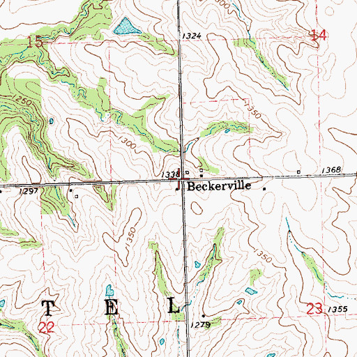 Topographic Map of Beckerville, KS