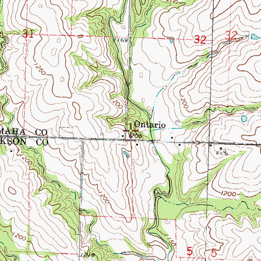 Topographic Map of Ontario, KS