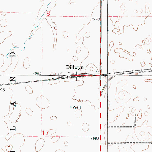 Topographic Map of Dillwyn, KS