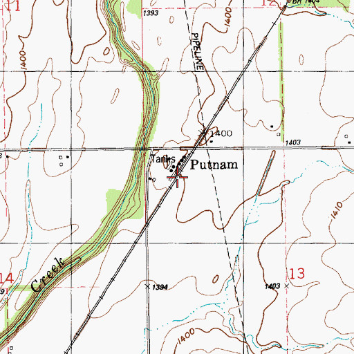 Topographic Map of Putnam, KS