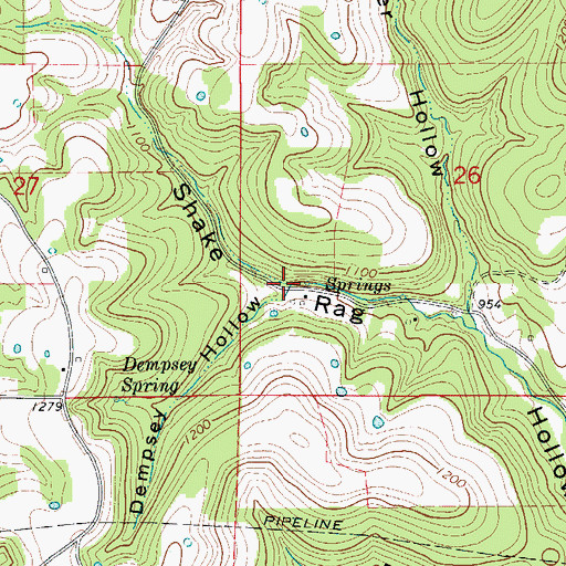 Topographic Map of Dempsey Hollow, AR