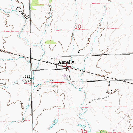 Topographic Map of Annelly, KS