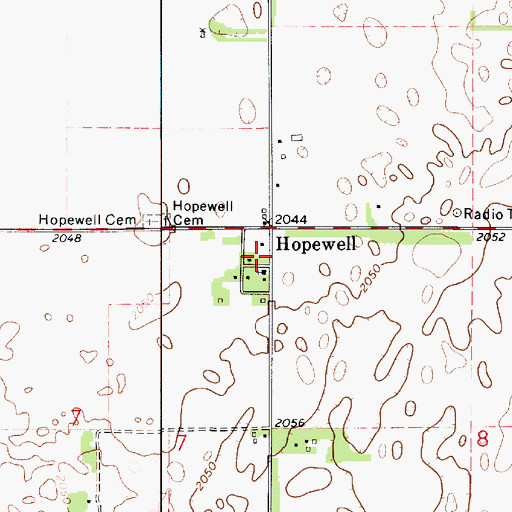 Topographic Map of Hopewell, KS